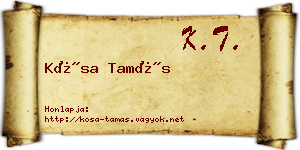 Kósa Tamás névjegykártya